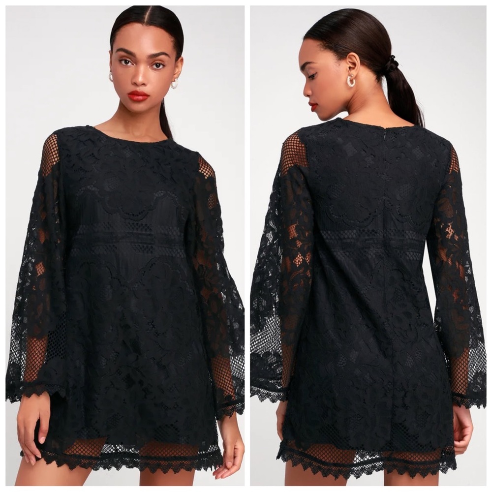Lulu's Black Lace Mini Dress